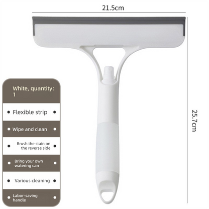 2-PCS White 3-in-1 Window Squeegee with Built-in Spray Bottle and TPR Scraper for Glass and Car Windshields Professional Multi-Purpose Local Cleaning Solution.