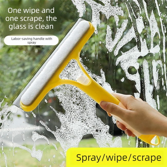 2-PCS White 3-in-1 Window Squeegee with Built-in Spray Bottle and TPR Scraper for Glass and Car Windshields Professional Multi-Purpose Local Cleaning Solution Main Image