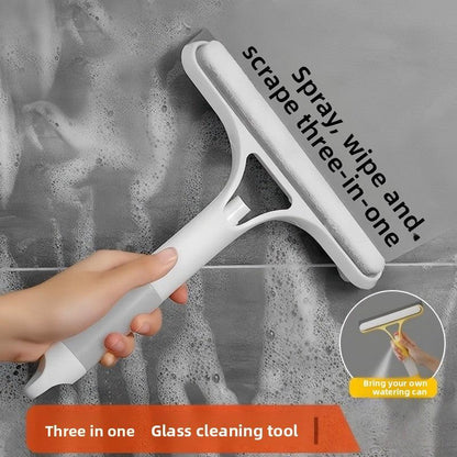2-PCS Blue 3-in-1 Window Squeegee with Built-in Spray Bottle and TPR Scraper for Glass and Car Windshields Professional Multi-Purpose Local Cleaning Solution.
