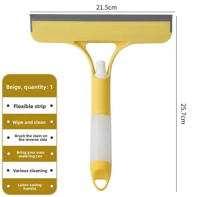 2-PCS Yellow 3-in-1 Window Squeegee with Built-in Spray Bottle and TPR Scraper for Glass and Car Windshields Professional Multi-Purpose Local Cleaning Solution Hover Image