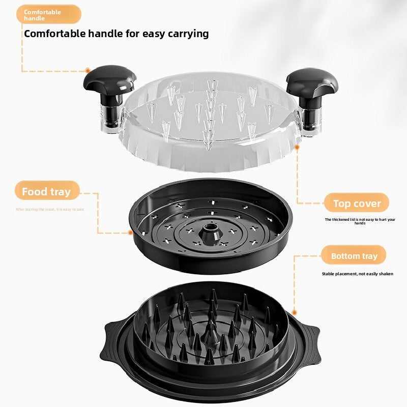Black Manual Meat Shredder with Transparent Lid and 360 Degree Rotation for Kitchen Quick Meal Prep Professional Culinary Solution for Modern Households