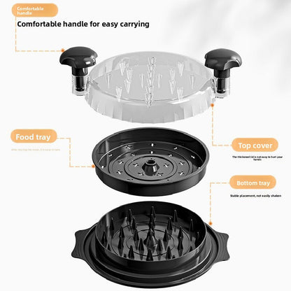 Black Manual Meat Shredder with Transparent Lid and 360 Degree Rotation for Kitchen Quick Meal Prep Professional Culinary Solution for Modern Households