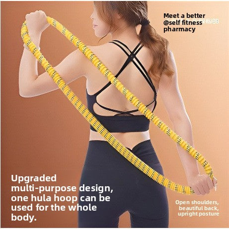 Black Weighted Soft Spring Hula Hoop with Silent Alloy Interior and Polyester Wrap for Home Gym Full Body Fitness and Abdominal Training Solution.