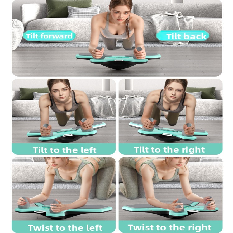 Black Multi-functional Balance Board with Timer for Core Training and Fitness Entertainment, Home Workout Equipment for Abdominal Strength and Overall Conditioning.