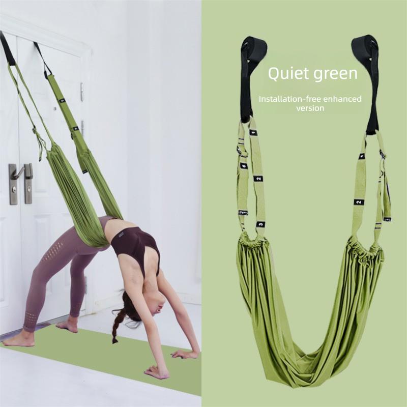 Green Aerial Yoga Door Hanging Strap for Home Workouts Adjustable Stretch Band for Backbend Inversion and Flexibility Premium Standard Fit for Local Enthusiasts.