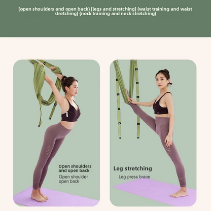 Green Aerial Yoga Door Hanging Strap for Home Workouts Adjustable Stretch Band for Backbend Inversion and Flexibility Premium Standard Fit for Local Enthusiasts.