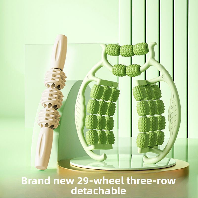 Pink 360-Degree Wrap Around Leg Roller Massager with 29 Acupressure Points for Muscle Recovery and Body Shaping Essential Tool for Local Home Workouts.