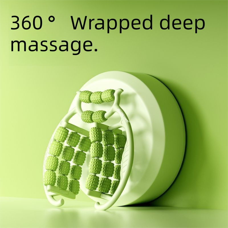 Pink 360-Degree Wrap Around Leg Roller Massager with 29 Acupressure Points for Muscle Recovery and Body Shaping Essential Tool for Local Home Workouts.