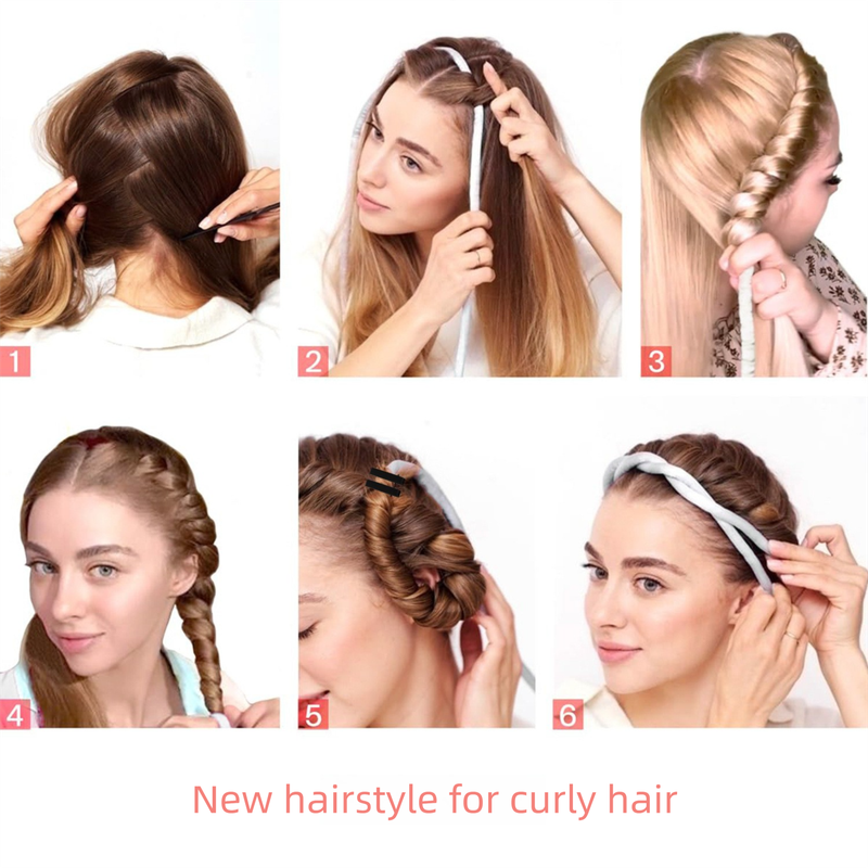 2-PCS Sky blue Heatless Hair Curler Set Extra Long Overnight Soft Ribbon for Natural Big Waves Damage-Free Professional Home Styling Solution for Local Women