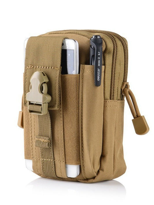 Clay color Tactical Molle Waist Bag Waterproof Phone Pouch for 6 inch Smartphones Compact Large Capacity Belt Loop Organizer for Local Outdoor Adventurers