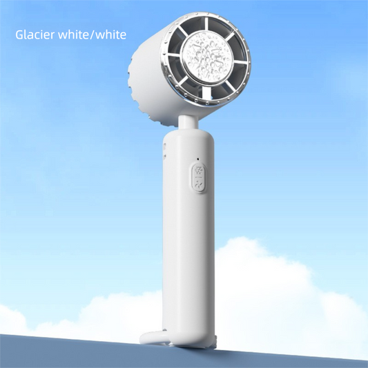 White Portable Ice Cooling Handheld Fan USB Rechargeable 2000mAh Silent Battery Fan for Office and Outdoor Use Personal Cooling Solution for Local Professionals.