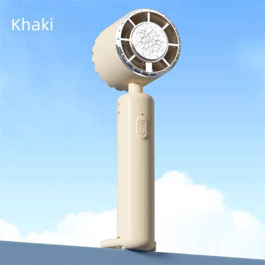 Khaki Portable Ice Cooling Handheld Fan USB Rechargeable 2000mAh Silent Battery Fan for Office and Outdoor Use Personal Cooling Solution for Local Professionals.