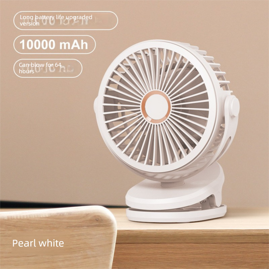 White 10000mAh Portable Clip on Fan with 720 Degree Rotation 4 Speeds for Stroller Kitchen Office Desk Quiet Rechargeable Cooling Solution for Local Homes.