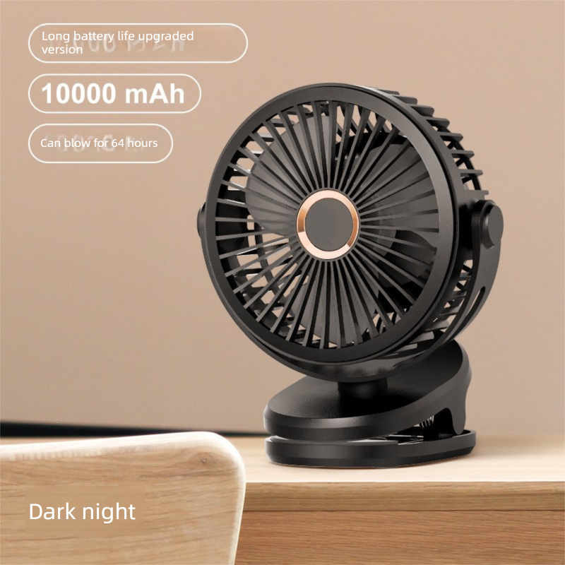 Black 10000mAh Portable Clip on Fan with 720 Degree Rotation 4 Speeds for Stroller Kitchen Office Desk Quiet Rechargeable Cooling Solution for Local Homes.