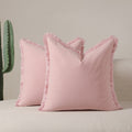 Pink 2 Pack Bohemian Tassel Pillowcases Soft Washed Cotton Cushion Covers for Living Room Sofa Elegant Decor Solution for Local Standard Home Environments