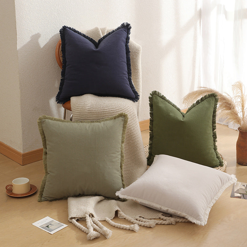 Pink 2 Pack Bohemian Tassel Pillowcases Soft Washed Cotton Cushion Covers for Living Room Sofa Elegant Decor Solution for Local Standard Home Environments