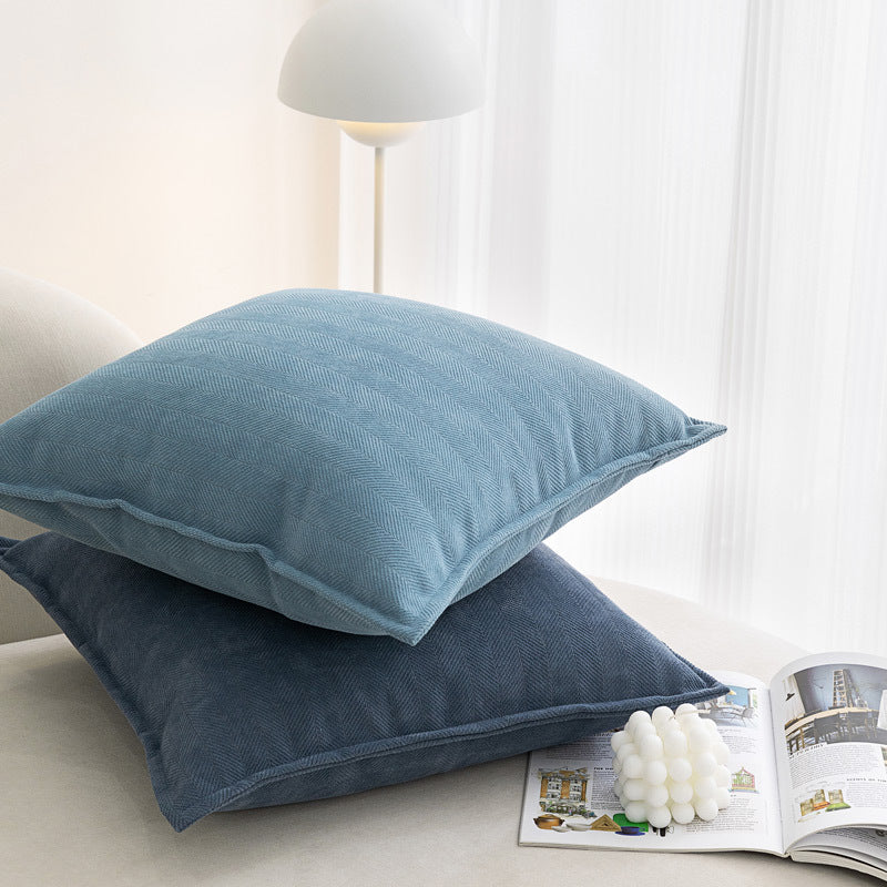 Coffee brown Nordic Herringbone Chenille Pillowcases 2 Pack 45x45cm for Sofa and Bed Soft Decorative Cushion Covers No Inserts Included Local Standard Fit Home Styling