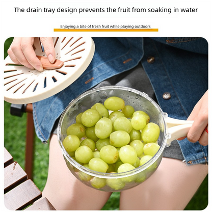 Brown Small Multi-functional Fruit and Vegetable Washing Bowl with Lid and Hidden Handle Double-Layer Drainage Container for Refrigerator Storage and Outdoor Picnic Efficient Food Preservation for Local Standard Kitchens