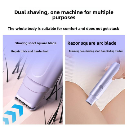 Purple Electric Hair Remover for Women Dual-Head Design Wireless Rechargeable Trimmer for Bikini and Full Body Painless Grooming for Local Professionals