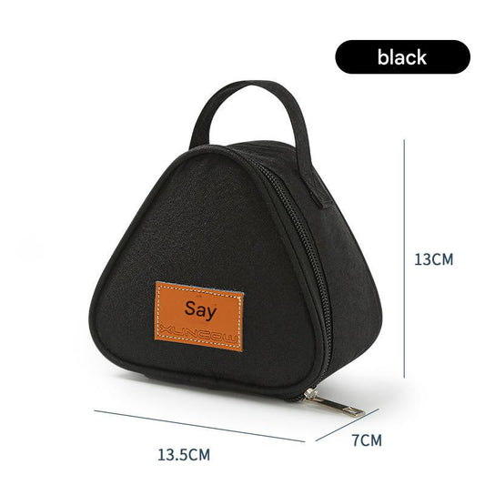 3-PCS Black Triangular Insulated Lunch Bag with Food-Grade Aluminum Lining for Heat Preservation and Freshness, Ideal for Meals, Snacks, Eggs, and Milk on the Go.