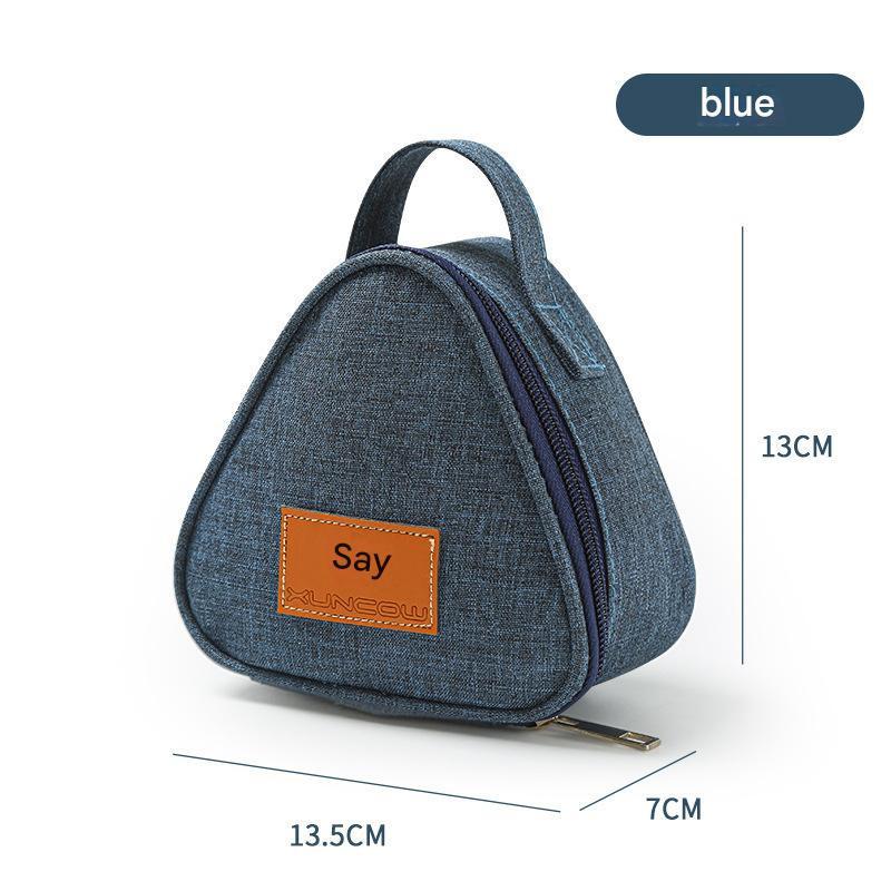 3-PCS Blue Triangular Insulated Lunch Bag with Food-Grade Aluminum Lining for Heat Preservation and Freshness, Ideal for Meals, Snacks, Eggs, and Milk on the Go.