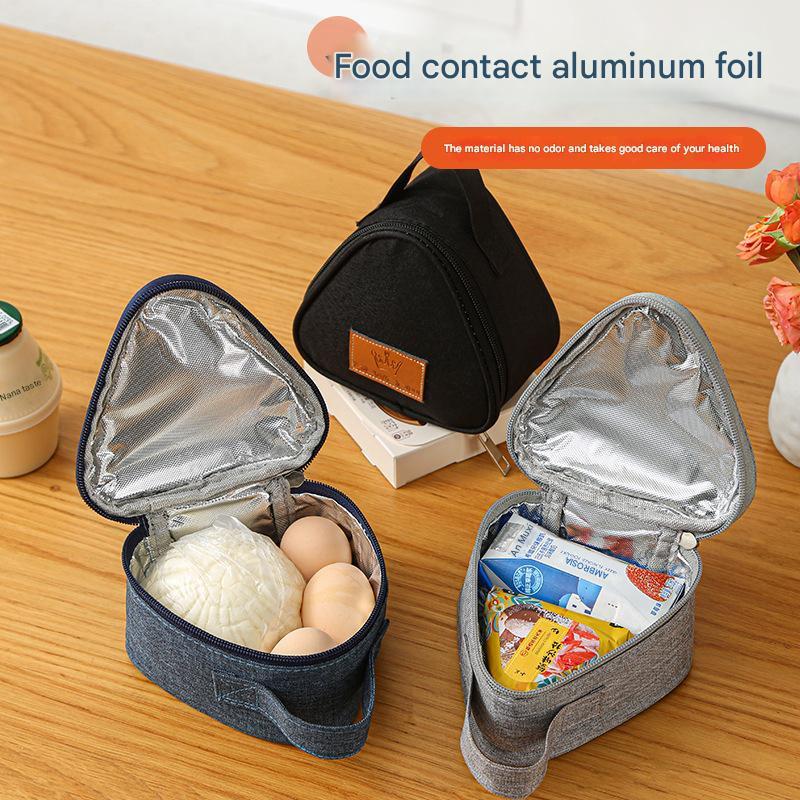 3-PCS Blue Triangular Insulated Lunch Bag with Food-Grade Aluminum Lining for Heat Preservation and Freshness, Ideal for Meals, Snacks, Eggs, and Milk on the Go.