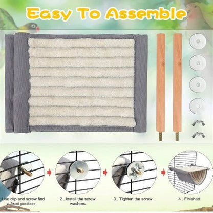 2-Pack Grey Bird Hammock Bed for Parrots, Budgies, and Small Pets – Warm, Soft, Washable Hanging Nest with Easy Installation for Cage or Window Use(Size: L)