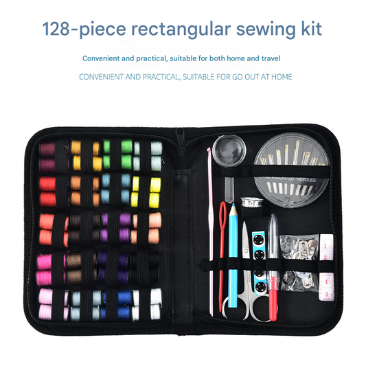 128-Piece Sewing Kit with 40 Colorful Thread Spools â Portable, Compact Sewing Set for Home, Travel & DIY Repairs.