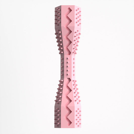 2-Pack Pink Hexagonal Pet Chew Toy – Durable Rubber Dog & Cat Teething Stick for Dental Care, Biting Relief and Mental Stimulation