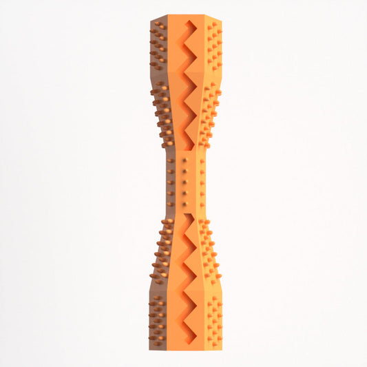 2-Pack Orange Hexagonal Pet Chew Toy – Durable Rubber Dog & Cat Teething Stick for Dental Care, Biting Relief and Mental Stimulation