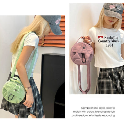 Black Fashionable Round Crossbody Bag with Water-Resistant Nylon and Multi-Pocket Design for Daily Travel Lightweight Hands-Free Storage Solution for Local Professionals