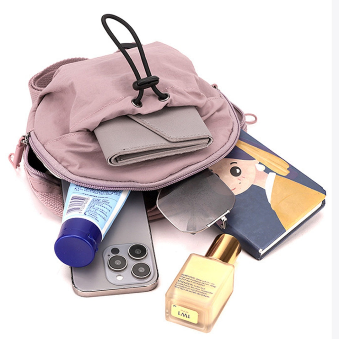 Black Fashionable Round Crossbody Bag with Water-Resistant Nylon and Multi-Pocket Design for Daily Travel Lightweight Hands-Free Storage Solution for Local Professionals
