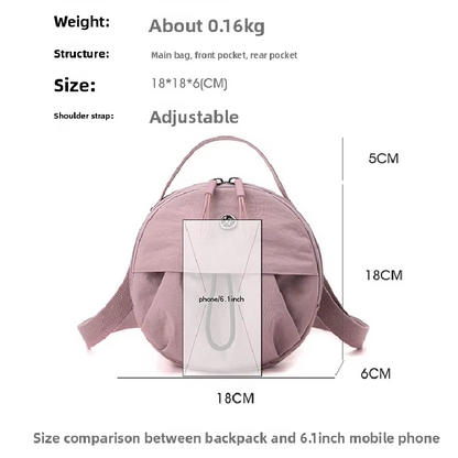 Black Fashionable Round Crossbody Bag with Water-Resistant Nylon and Multi-Pocket Design for Daily Travel Lightweight Hands-Free Storage Solution for Local Professionals