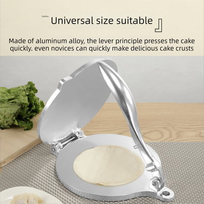 Black Manual Dough Press – Aluminum Alloy Cake & Tortilla Press for Homemade Baking and Cooking(20cm)