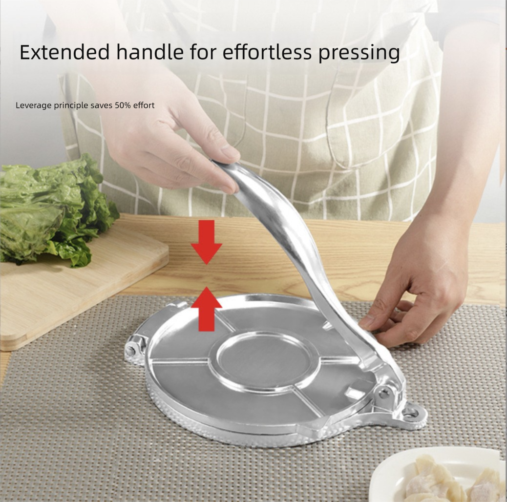 Black Manual Dough Press – Aluminum Alloy Cake & Tortilla Press for Homemade Baking and Cooking(20cm)