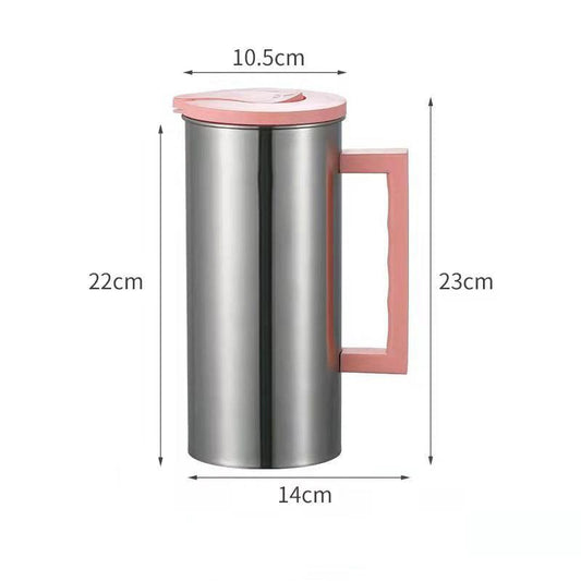 Pink 1.8L Stainless Steel Cold Water Pitcher â Large Capacity Jug for Coffee, Juice, and Beverages in Modern Kitchens.
