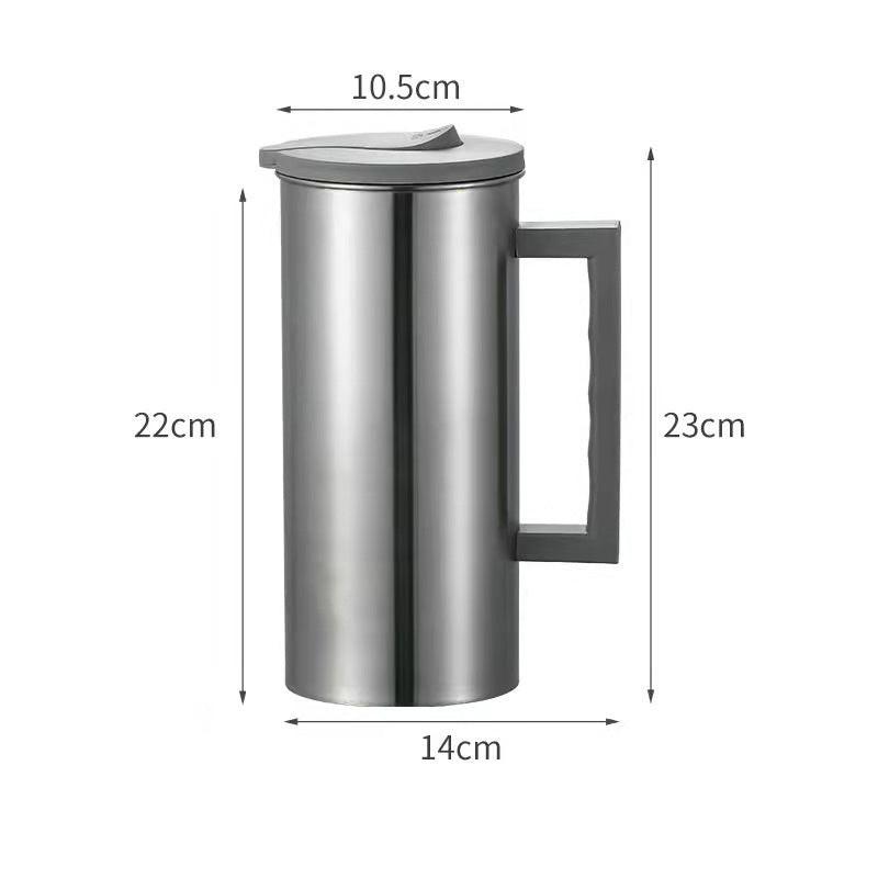 Grey 1.8L Stainless Steel Cold Water Pitcher â Large Capacity Jug for Coffee, Juice, and Beverages in Modern Kitchens.