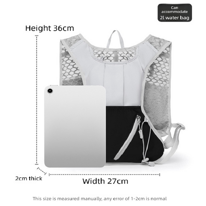 White and black Lightweight Hydration Backpack with 2L Water Bladder Compartment – Ideal for Running, Cycling, Hiking, and Outdoor Activities