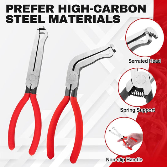 Black 3 Piece Automotive Wire Connector Removal Tool Set with Straight Bent and Dual End Pliers for Electrical Harness Disassembly.