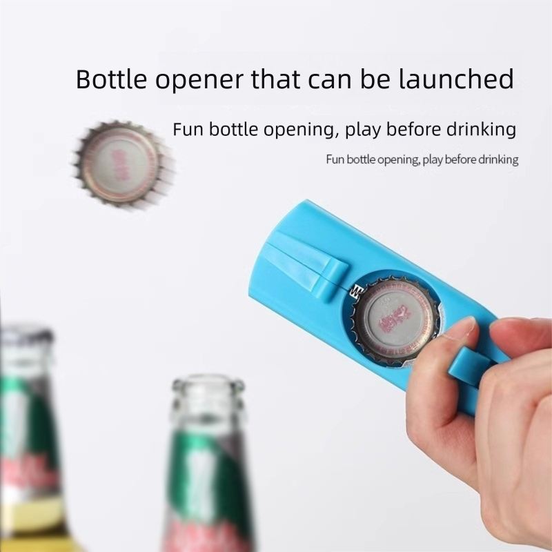 2-Pack grey and red Fun Bottle Opener with Cap Ejection Mechanism – Compact ABS Bottle Opener for Beer and Soda Bottles, Ideal for Parties and Everyday Use