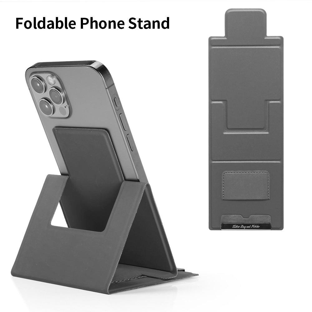 2-PCS Black Portable Foldable Phone Stand with Card Holder â Compact Desktop Mobile Phone Holder for Home, Office, and Travel Use.