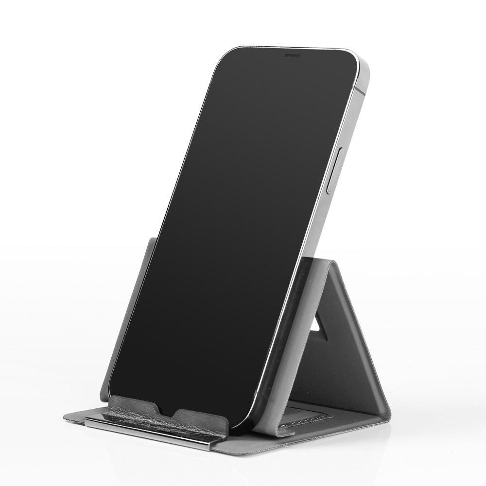 2-PCS Black Portable Foldable Phone Stand with Card Holder â Compact Desktop Mobile Phone Holder for Home, Office, and Travel Use.