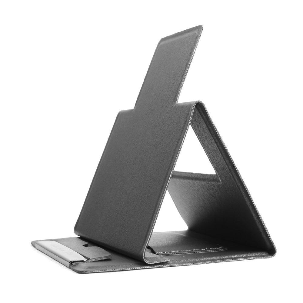 2-PCS Black Portable Foldable Phone Stand with Card Holder â Compact Desktop Mobile Phone Holder for Home, Office, and Travel Use.