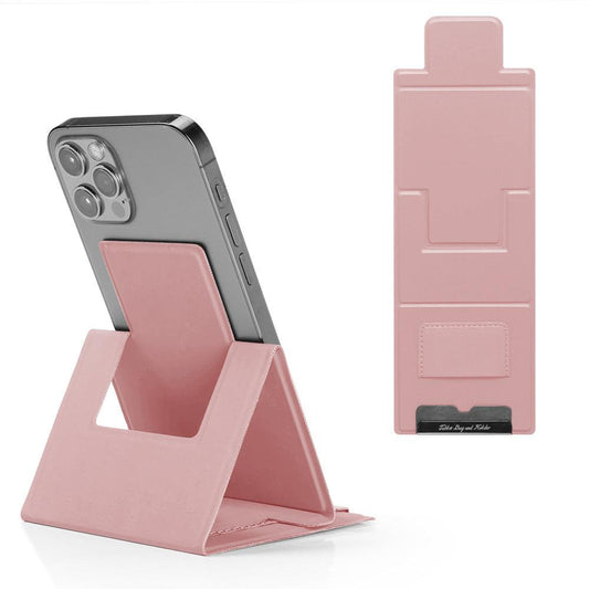 2-PCS Pink Portable Foldable Phone Stand with Card Holder â Compact Desktop Mobile Phone Holder for Home, Office, and Travel Use.