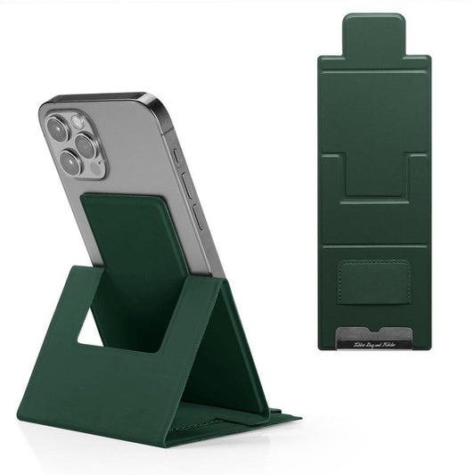 2-PCS Green Portable Foldable Phone Stand with Card Holder â Compact Desktop Mobile Phone Holder for Home, Office, and Travel Use.