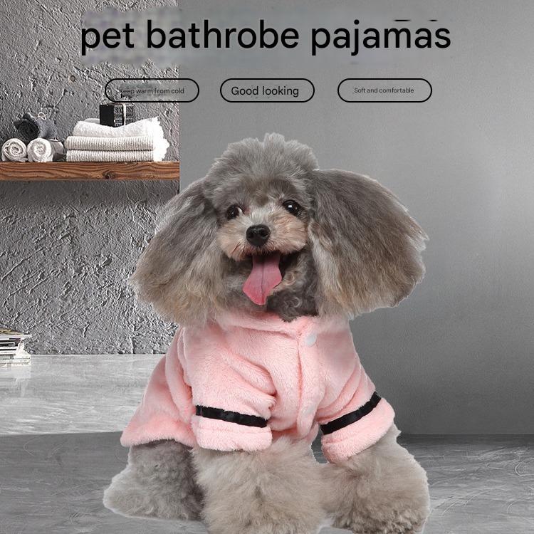 Purple Cozy Pet Bathrobe Sleepwear – Plush Fleece Dog Robe with Hood and Adjustable Waistband for Small to Medium Breeds(Size:XL)
