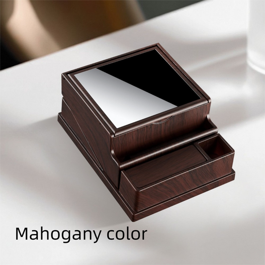 Rosewood grain Automatic Cigarette Box with 40-Slot Capacity – Pop-Out Dispenser for Car and Home Use, ABS Material with Lighter Holder and Carbon Fiber Look Design