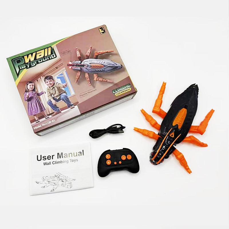 RC Wall Climbing Cockroach Toy Realistic Anti-Gravity Remote Control Bug 360 Stunt Rotation Rechargeable Prank Gift for Kids.