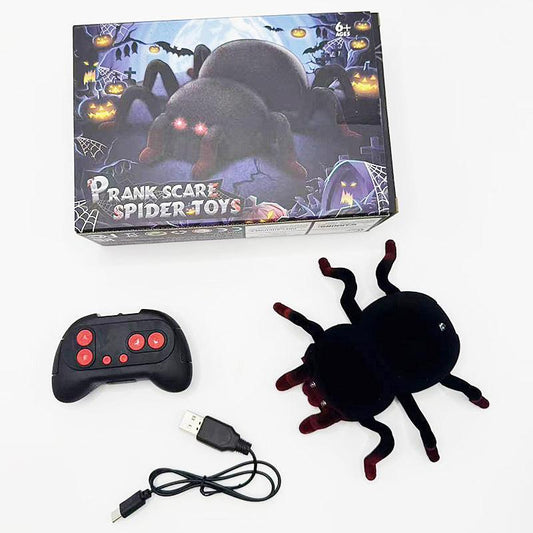 RC Wall Climbing Spider Toy Realistic Fuzzy Tarantula Anti-Gravity Remote Control Prank Bug with LED Eyes Rechargeable Gift for Kids.
