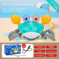 Electric Induction Crawling Crab Baby Toy Interactive Obstacle Avoidance Moving Pet with Music & Light USB Rechargeable Tummy Time Gift Sky Green.